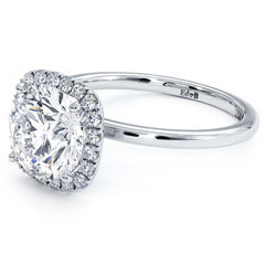 Cushion Halo With Round Center Petite Micropave Diamond Engagement Ring Setting (Center Stone Not Included)