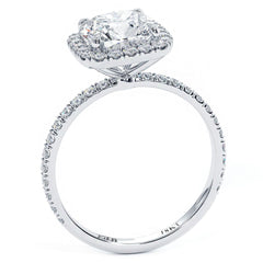 Cushion Halo Petite Micropave Diamond Engagement Ring Setting (Center Stone Not Included)