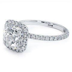 Cushion Halo Petite Micropave Diamond Engagement Ring Setting (Center Stone Not Included)