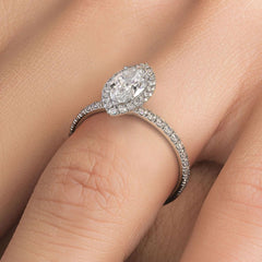 Marquise Shape Halo, Micropave Diamond Engagement Ring Setting (Center Stone Not Included)