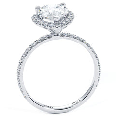 Pear Shape Halo, Petite Micropave Diamond Engagement Ring Setting (Center Stone Not Included)