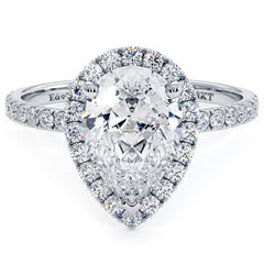 Pear Shape Halo, Petite Micropave Diamond Engagement Ring Setting (Center Stone Not Included)