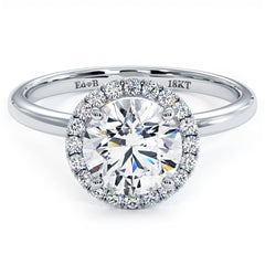 Round Halo Petite Micropave Plain Gold Shank Diamond Engagement Ring Setting (Center Stone Not Included)