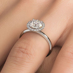 Round Halo Petite Micropave Plain Gold Shank Diamond Engagement Ring Setting (Center Stone Not Included)