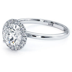 Round Halo Petite Micropave Plain Gold Shank Diamond Engagement Ring Setting (Center Stone Not Included)