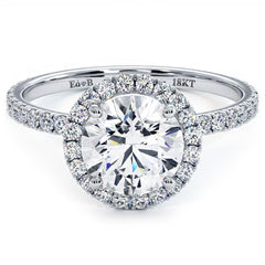 Round Halo Petite Micropave Diamond Engagement Ring Setting (Center Stone Not Included)