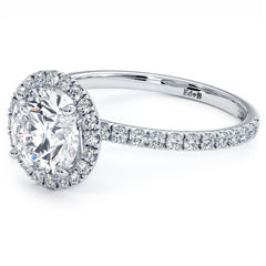 Round Halo Petite Micropave Diamond Engagement Ring Setting (Center Stone Not Included)