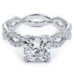 Cushion Cut Infinity Twist Micropave Diamond Engagement Ring Setting (Center Stone Not Included)