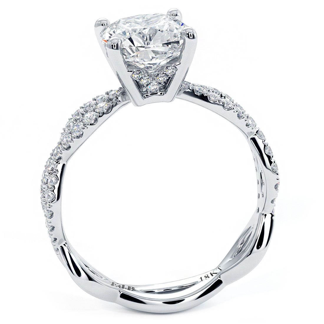 Cushion Cut Infinity Twist Micropave Diamond Engagement Ring Setting (Center Stone Not Included)