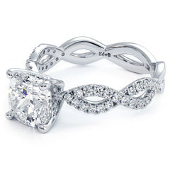 Cushion Cut Infinity Twist Micropave Diamond Engagement Ring Setting (Center Stone Not Included)