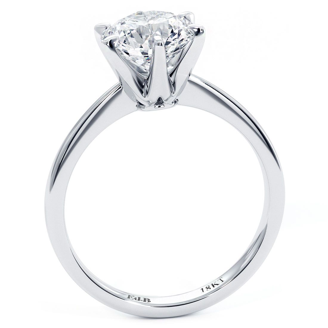 Round Center Petite Tapered 6 Prong Solitaire Diamond Engagement Ring Setting (Center Stone Not Included) (Center Stone Not Included)