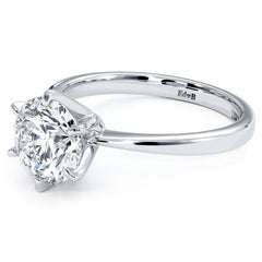 Round Center Petite Tapered 6 Prong Solitaire Diamond Engagement Ring Setting (Center Stone Not Included) (Center Stone Not Included)