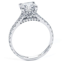 Cushion Cut Micropave Cathedral Split Shank Diamond Engagement Ring Setting (Center Stone Not Included)