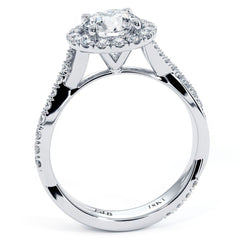 Round Halo Infinity Twist Shank Diamond Engagement Ring Setting (Center Stone Not Included)