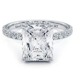 Emerald Cut Hidden Halo Basket Head Diamond Engagement Ring Setting (Center Stone Not Included)