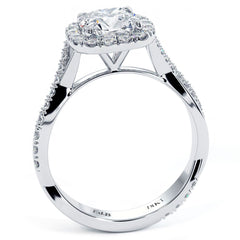 Cushion Halo Micropave Infinity Twist Diamond Engagement Ring Setting (Center Stone Not Included)