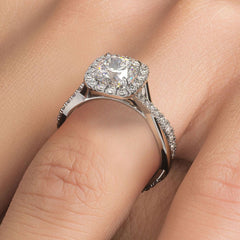 Cushion Halo Micropave Infinity Twist Diamond Engagement Ring Setting (Center Stone Not Included)