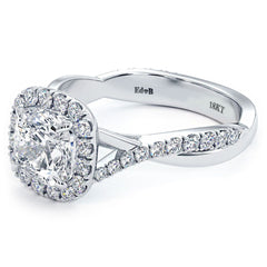 Cushion Halo Micropave Infinity Twist Diamond Engagement Ring Setting (Center Stone Not Included)