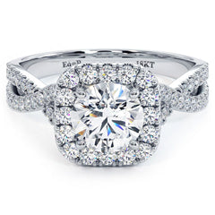 Cushion Halo With Round Center Infinity Twist Diamond Engagement Ring Setting (Center Stone Not Included)