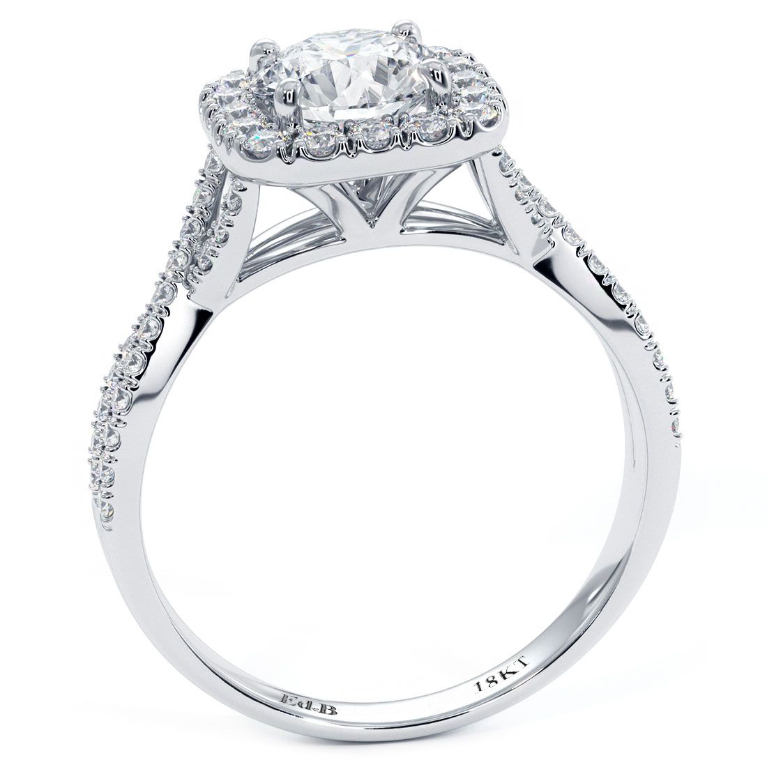 Cushion Halo With Round Center Infinity Twist Diamond Engagement Ring Setting (Center Stone Not Included)