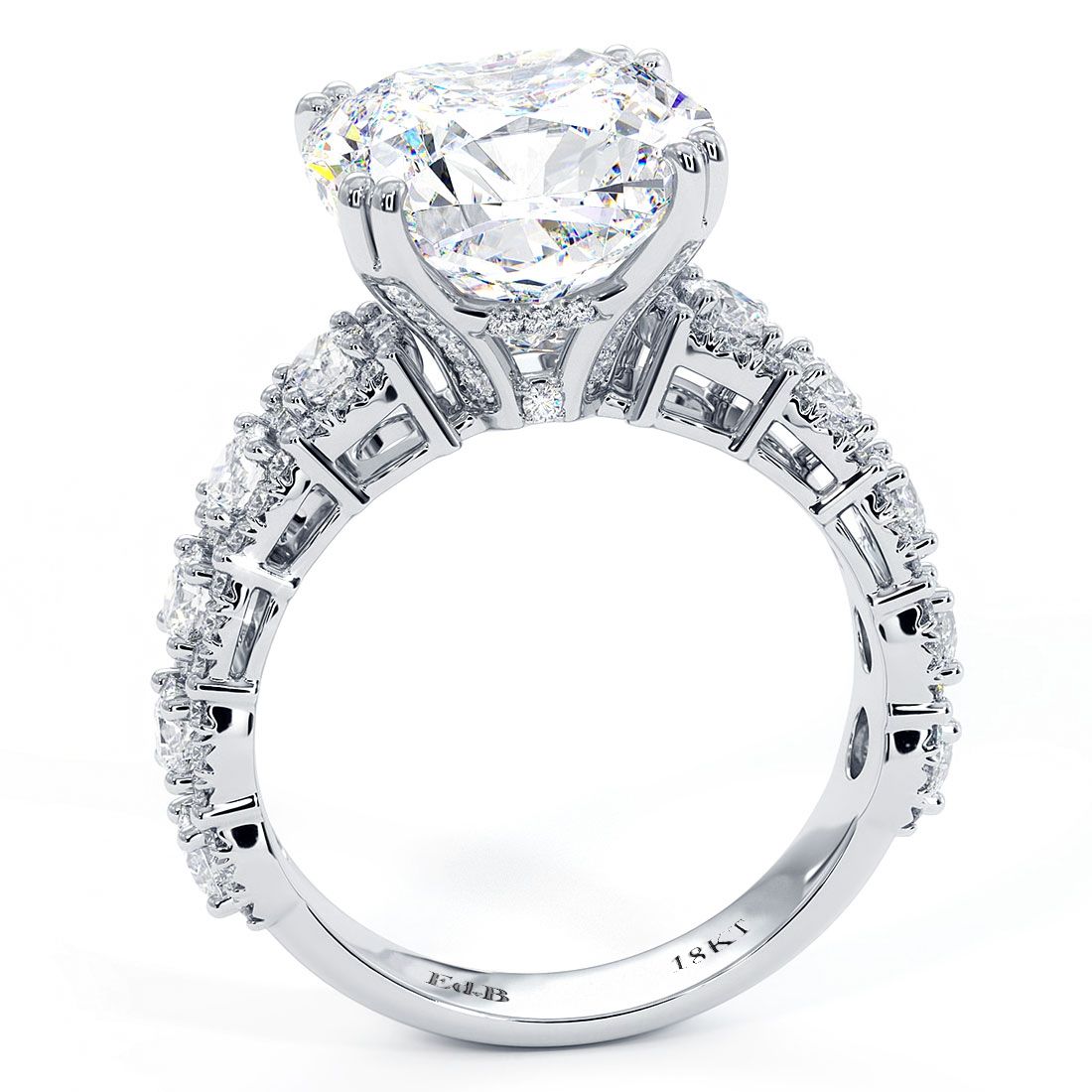 Cushion Cut Halo, Micropave Shank, Diamond Engagement Ring Setting (Center Stone Not Included)