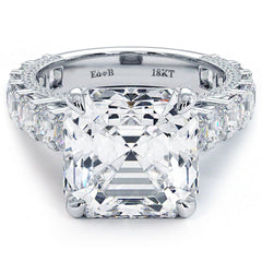 Asscher Cut Micropave Cathedral Set Masterpiece Diamond Engagement Ring Setting (Center Stone Not Included)