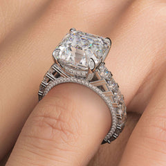 Asscher Cut Micropave Cathedral Set Masterpiece Diamond Engagement Ring Setting (Center Stone Not Included)