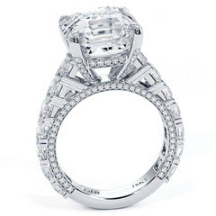 Asscher Cut Micropave Cathedral Set Masterpiece Diamond Engagement Ring Setting (Center Stone Not Included)