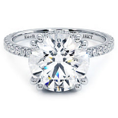 Round Hidden Halo Basket Head With Double Prongs Enagagement Ring Setting (Center Stone Not Included)