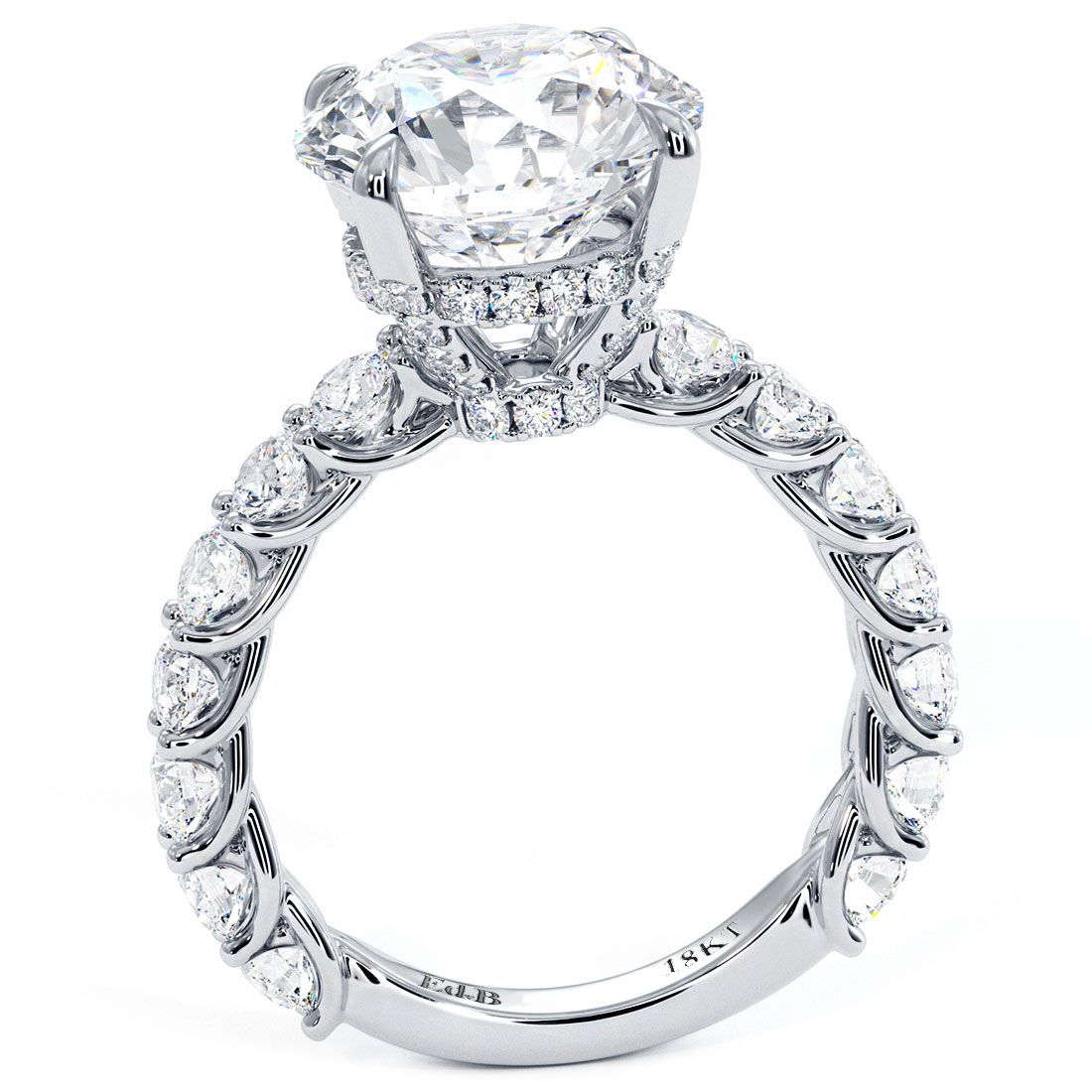 Round Hidden Halo Diamond Engagement Ring Setting (Center Stone Not Included)