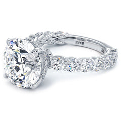 Round Hidden Halo Diamond Engagement Ring Setting (Center Stone Not Included)