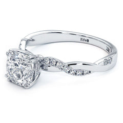 Cushion Center, Double Prongs, Petite Infinity Twist Micropave Diamond Engagement Ring Setting (Center Stone Not Included)