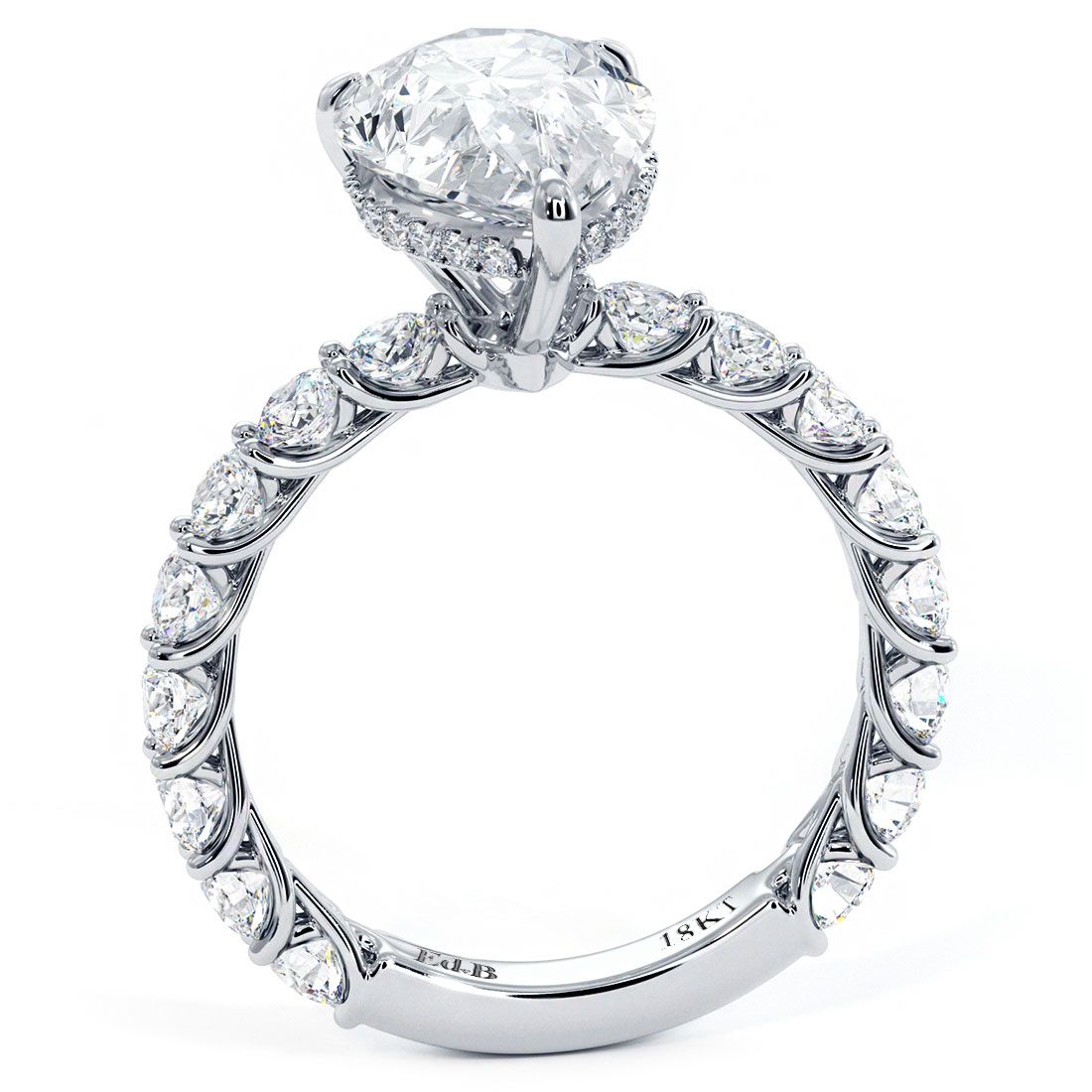 Pear Shape Hidden Halo Diamond Engagement Ring Setting (Center Stone Not Included)