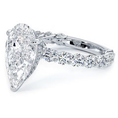 Pear Shape Hidden Halo Diamond Engagement Ring Setting (Center Stone Not Included)