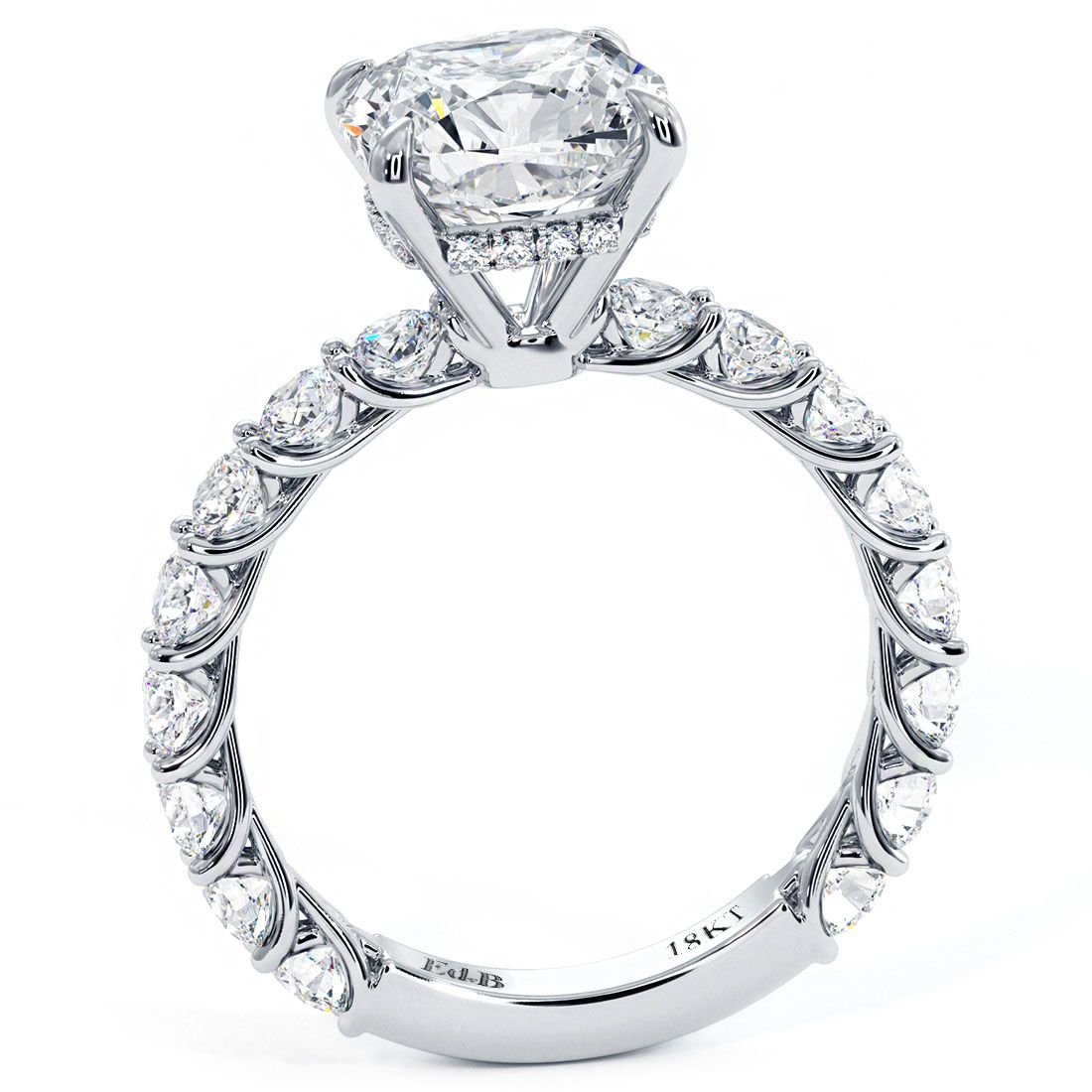 Cushion Hidden Halo Basket Head Diamond Engagement Ring Setting (Center Stone Not Included)