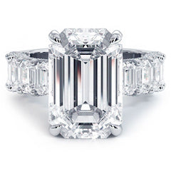 Emerald Cut Center Hidden Halo Basket Head Masterpiece Diamond Engagement Ring Setting (Center Stone Not Included)