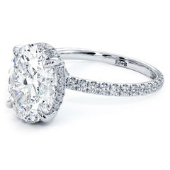 Oval Shape Hidden Halo Basket Head Diamond Engagement Ring Setting (Center Stone Not Included)