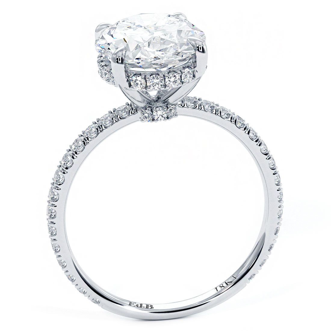 Oval Shape Hidden Halo Basket Head Diamond Engagement Ring Setting (Center Stone Not Included)