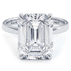 Emerald Cut Hidden Halo Basket Head, Plain Gold Shank, Diamond Engagement Ring Setting (Center Stone Not Included)