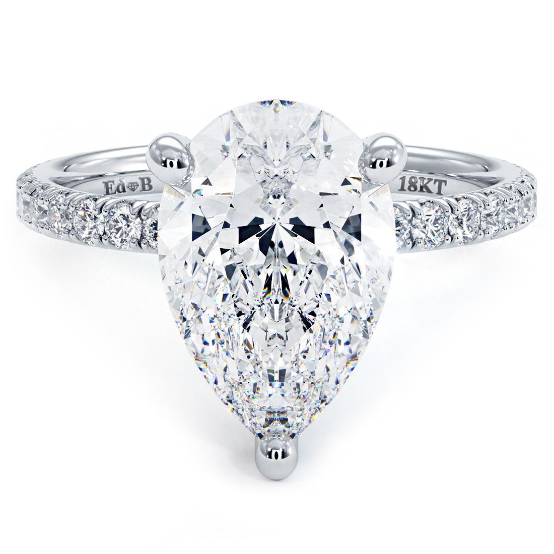 Pear Shape Hidden Halo Diamond Basket Engagement Ring Setting (Center Stone Not Included)