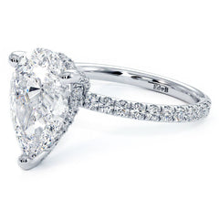 Pear Shape Hidden Halo Diamond Basket Engagement Ring Setting (Center Stone Not Included)