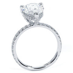 Pear Shape Hidden Halo Diamond Basket Engagement Ring Setting (Center Stone Not Included)