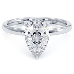 Pear Shape Hidden Halo Micropave Wire Basket With Plain Gold Shank Engagement Ring Setting (Center Stone Not Included)