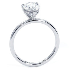 Pear Shape Hidden Halo Micropave Wire Basket With Plain Gold Shank Engagement Ring Setting (Center Stone Not Included)