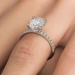 Oval Hidden Halo Basket Head, Half Way Diamond Shank, Diamond Engagement Ring Setting (Center Stone Not Included)