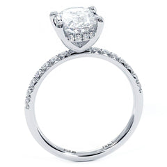 Oval Hidden Halo Basket Head, Half Way Diamond Shank, Diamond Engagement Ring Setting (Center Stone Not Included)