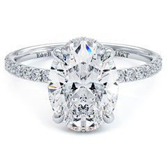 Oval Hidden Halo Basket Head Diamond Engagement Ring Setting (Center Stone Not Included)