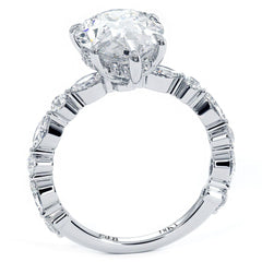 Pear Shape Hidden Halo With Alternating Round & Marquise Diamond Shank Engagement Ring Setting (Center Stone Not Included)